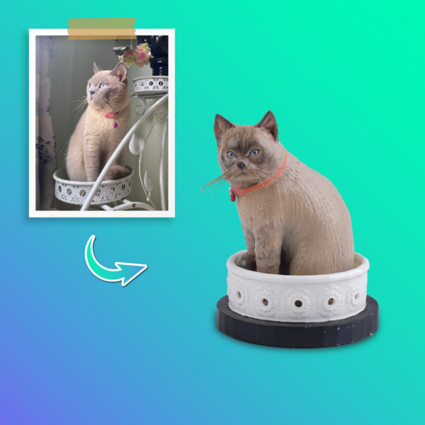 Charming Kitty Statue, 3D Figurine, Custom Pet Keepsake Gift