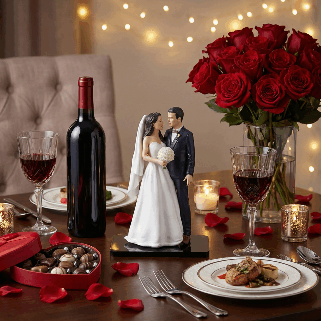 Personalized Statue Valentine Day's Gift, 3D Selfie, Full Body 3D Figurine, "Timeless Love", Statue from Photo, Gifts for Valentine, Gift For Soulmate - Premium Resin